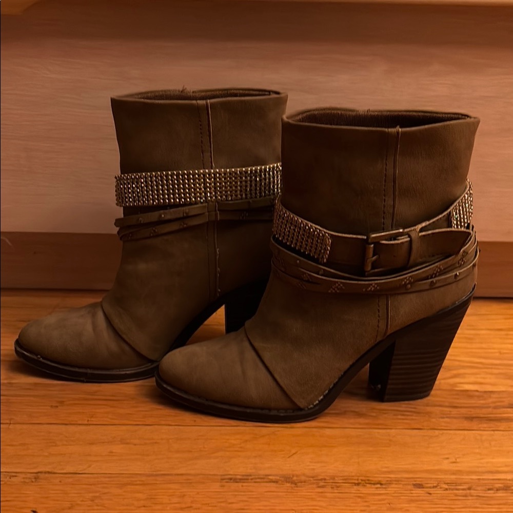 Studded Brown Ankle Boots